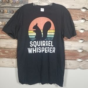Mens Squirel Whisperer Graphic Black T-Shirt Sz M